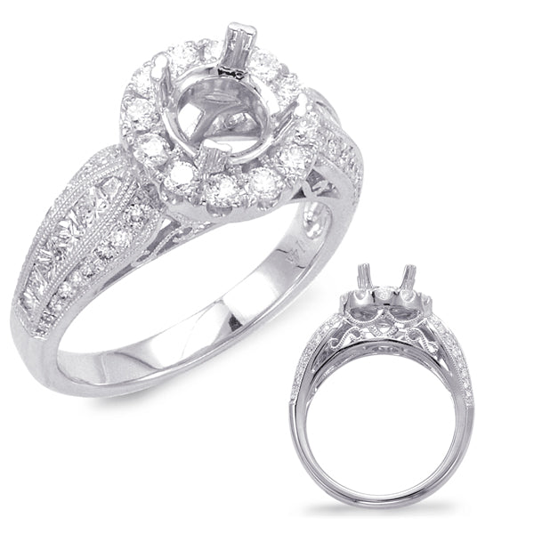 White Gold Halo Engagement Ring - EN7622WG