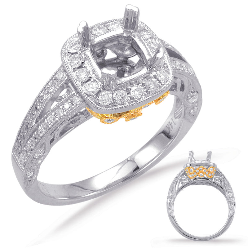 White & Yellow Gold Engagement Ring - EN7629-1YW