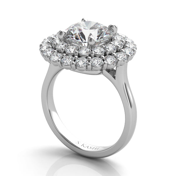 White Gold Halo Engagement Ring - EN7636-3WG