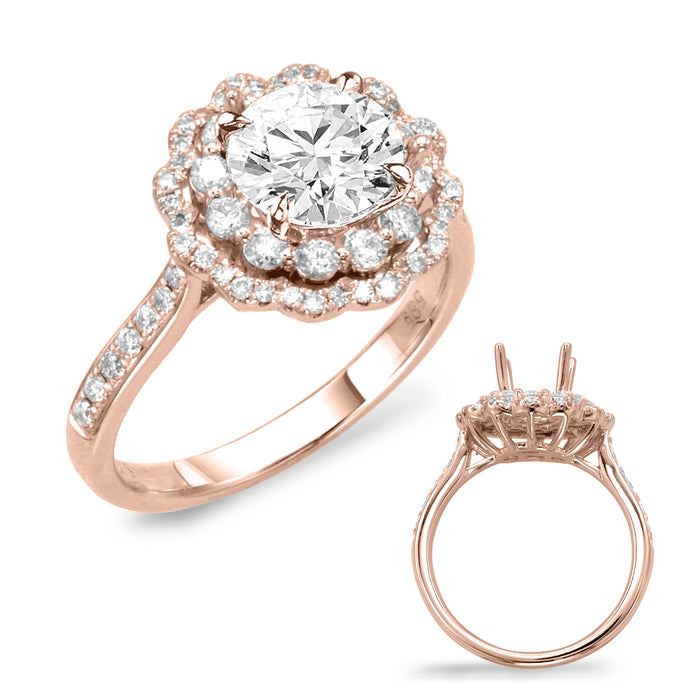 Rose Gold Halo Engagement Ring - EN7639-125RG