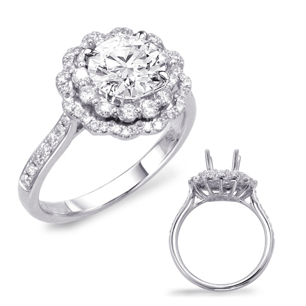 White Gold Halo Engagement Ring - EN7639-125WG