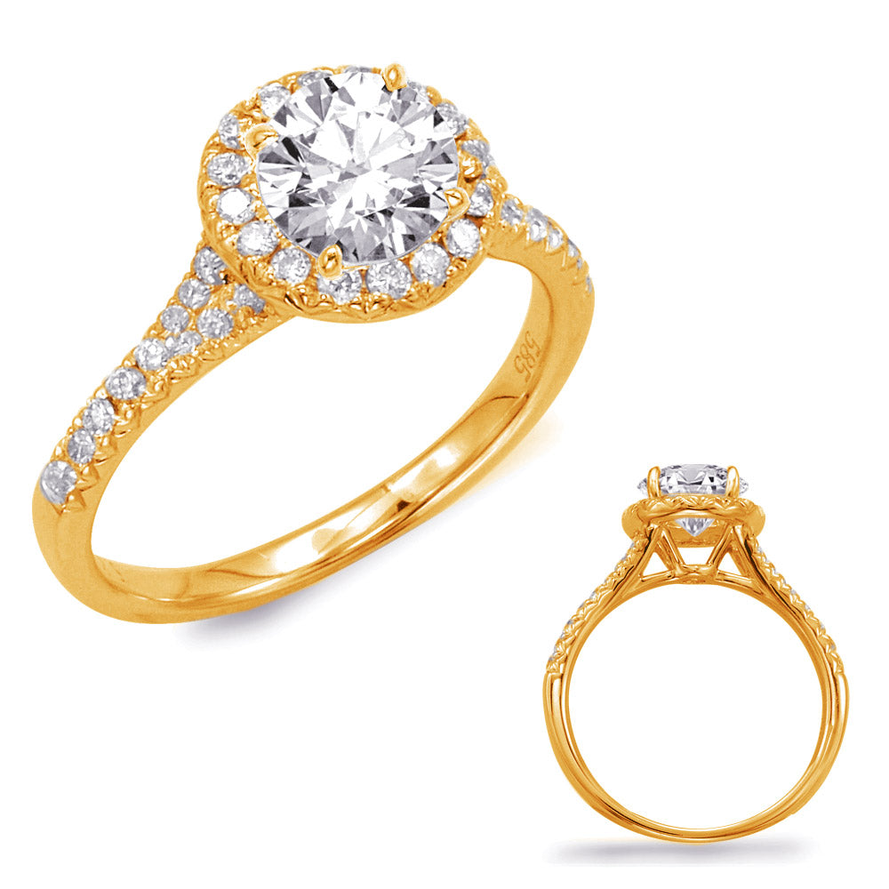 Yellow Gold Halo Engagement Ring - EN7643-15YG