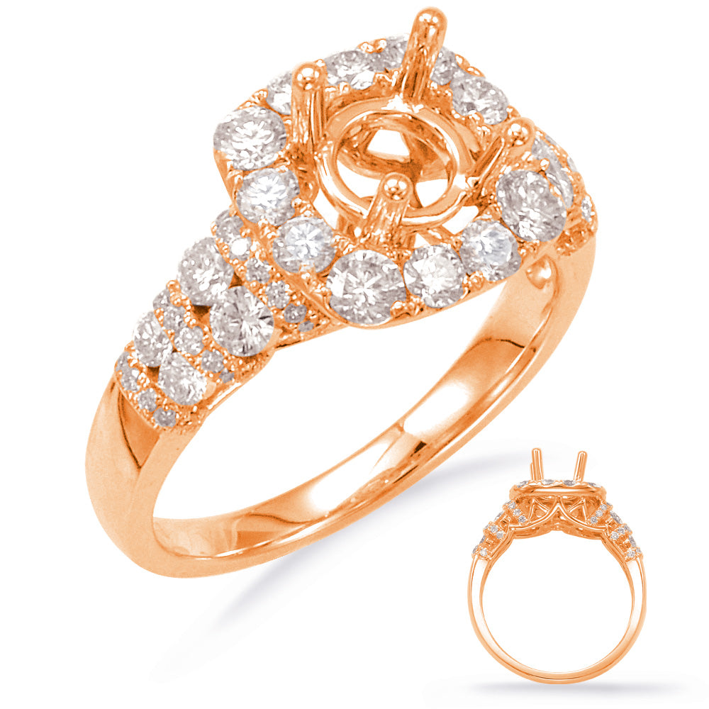 Rose Gold Halo Engagement Ring - EN7666RG