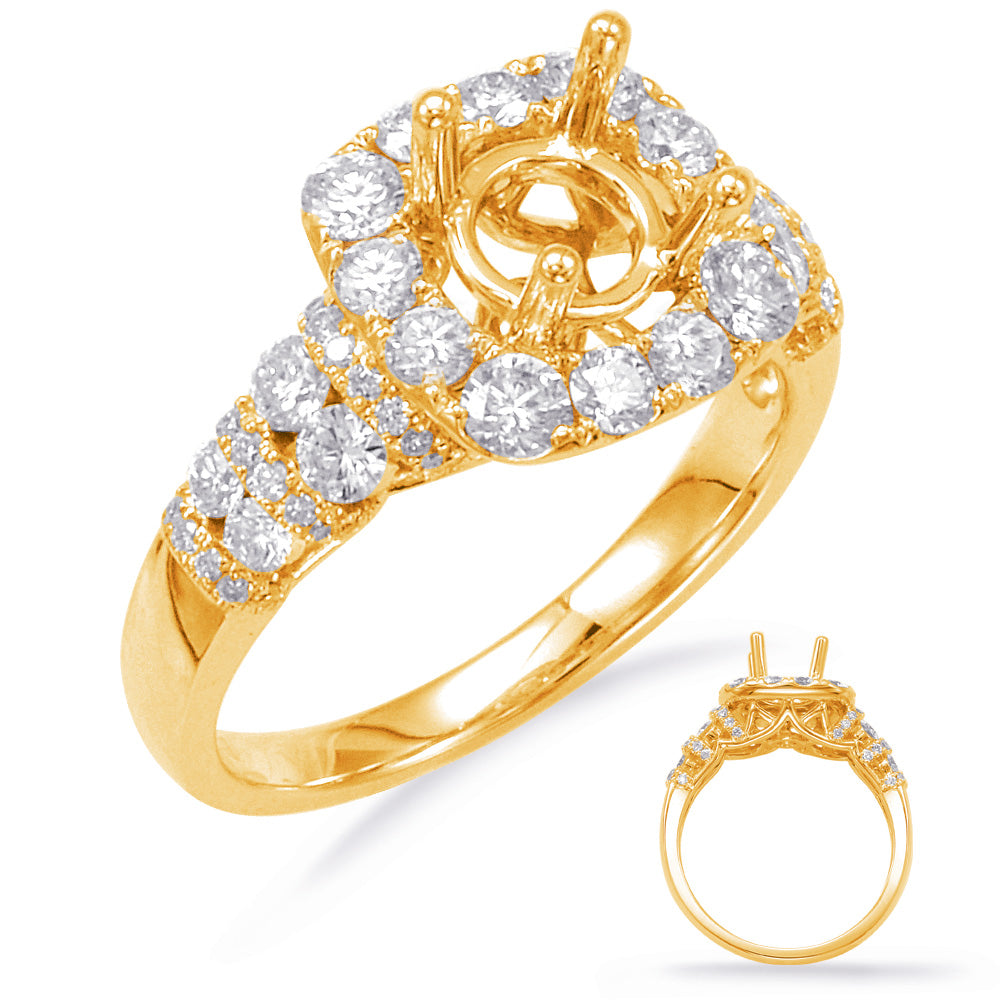 Yellow Gold Halo Engagement Ring - EN7666YG