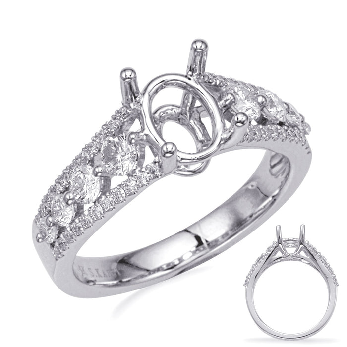 White Gold Engagement Ring - EN7681-8X6MOVWG