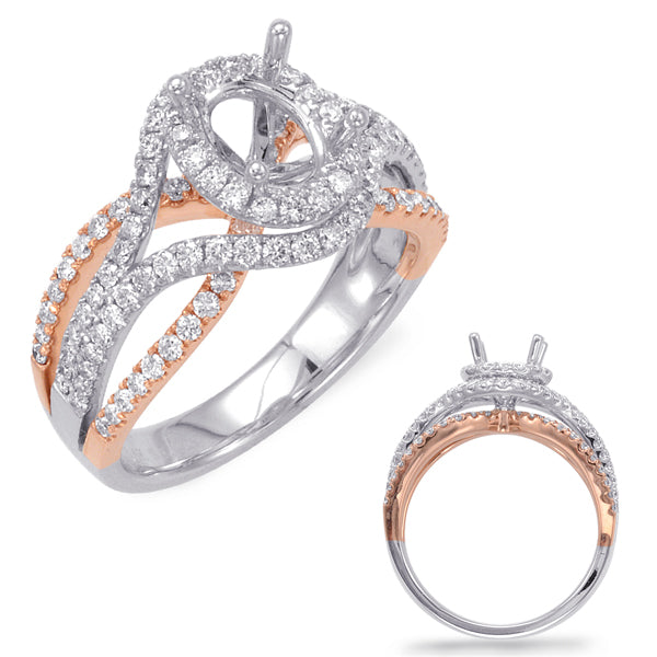 White & Rose Gold Engagement Ring - EN7684-7X5MRW