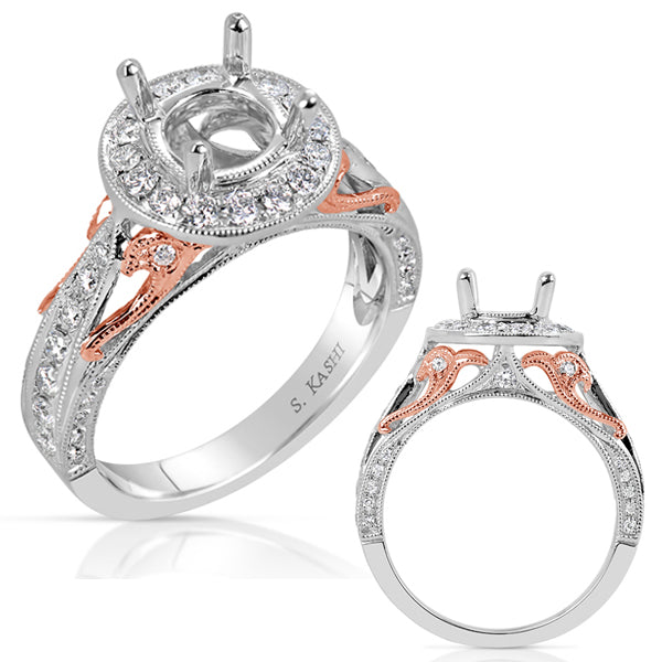 White & Rose Gold Engagement Ring - EN7697RW