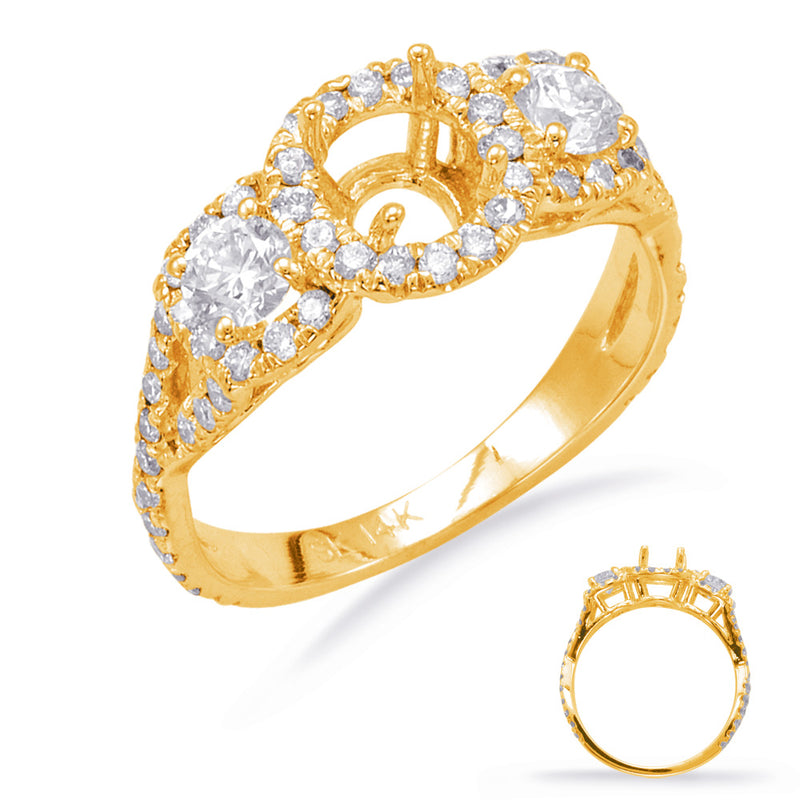 Yellow Gold Halo Engagement Ring - EN7705-1YG