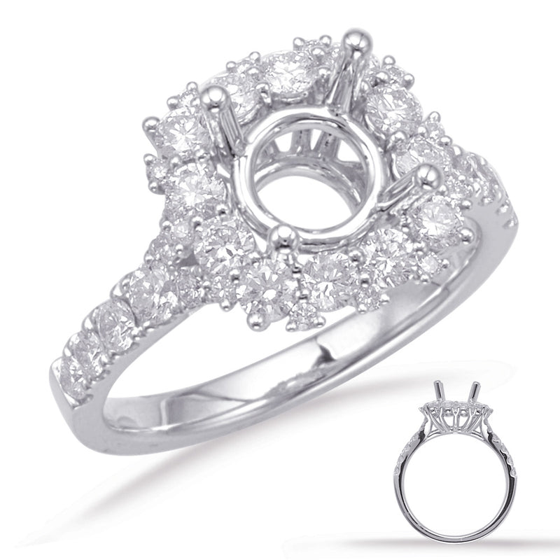 White Gold Halo Engagement Ring - EN7717-125WG