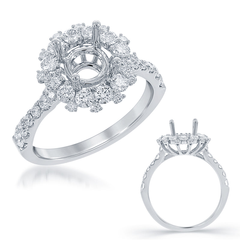 White Gold Halo Engagement Ring - EN7718-1WG