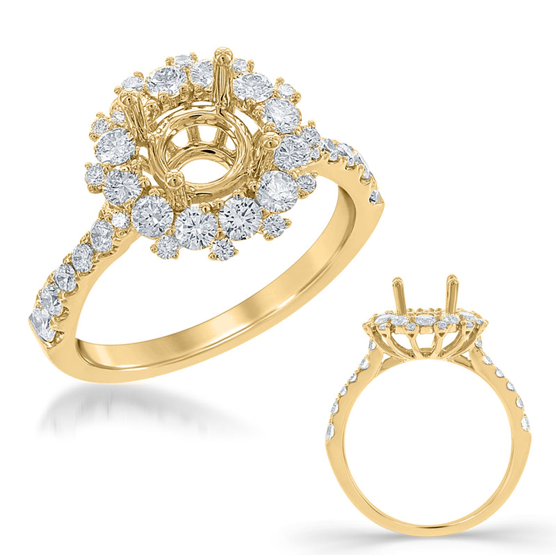 Yellow Gold Halo Engagement Ring - EN7718-1YG