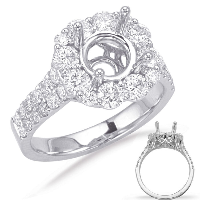 White Gold Halo Engagement Ring - EN7720-125WG