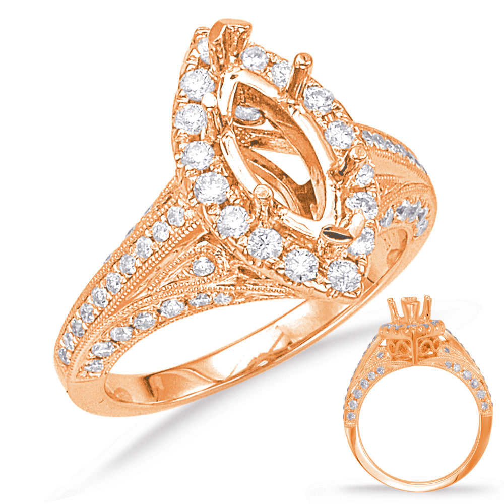 Rose Gold Halo Engagement Ring - EN7737-11X5MRG