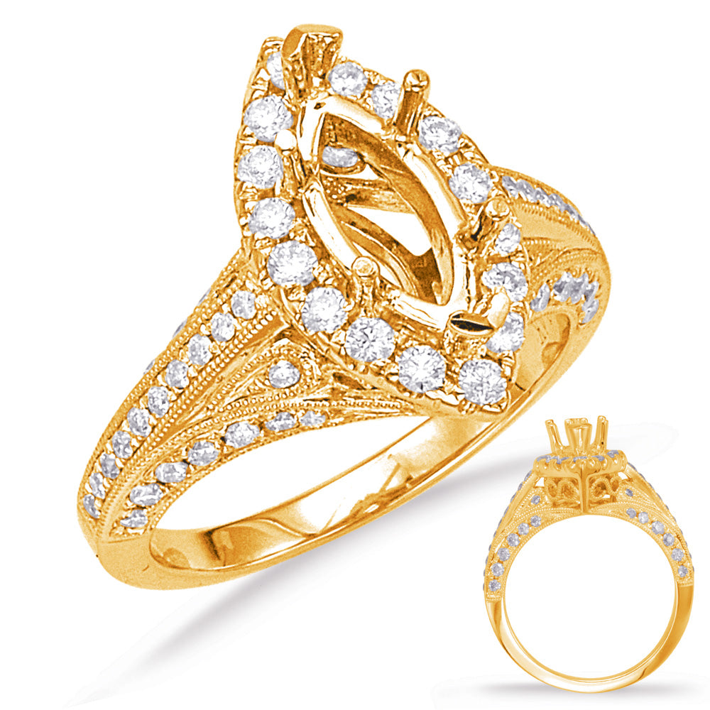 Yellow Gold Halo Engagement Ring - EN7737-11X5MYG