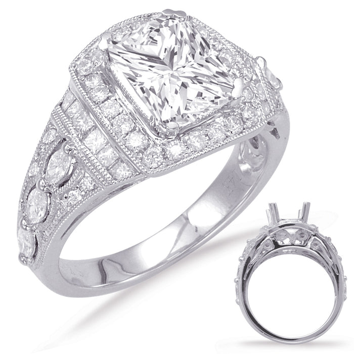 White Gold Halo Engagement Ring - EN7738-8X7MWG