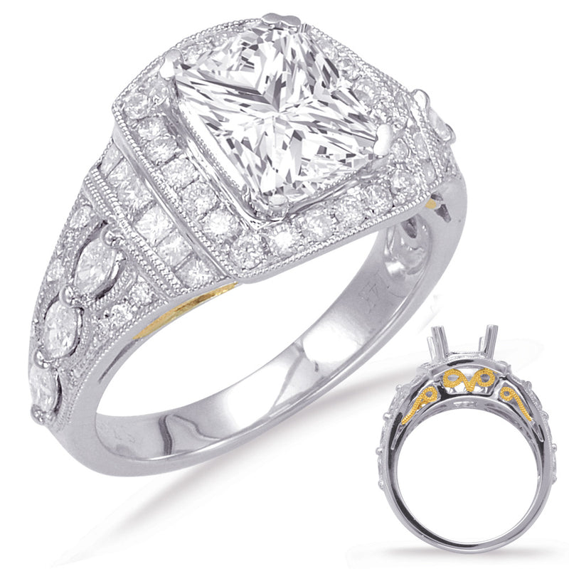 Yellow & White Gold Halo Engagement Ring - EN7738-8X7MYW