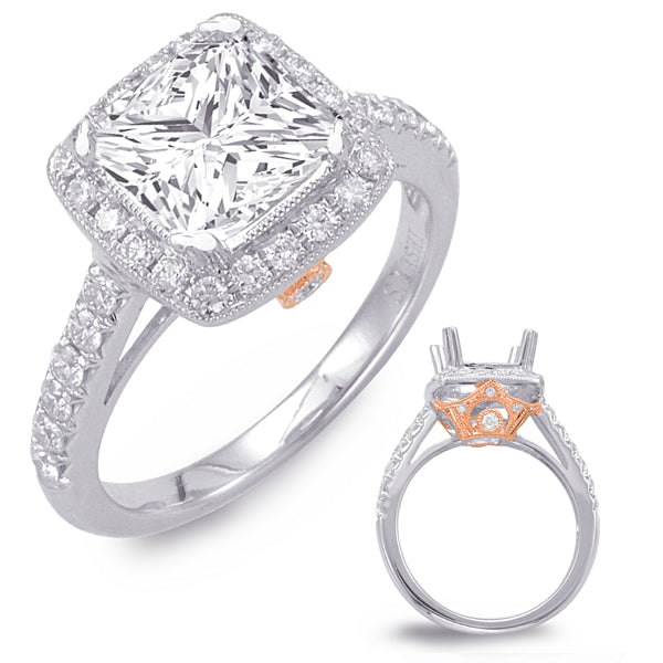 Rose & White Gold Halo Engagement Ring - EN7739-8.0MRW