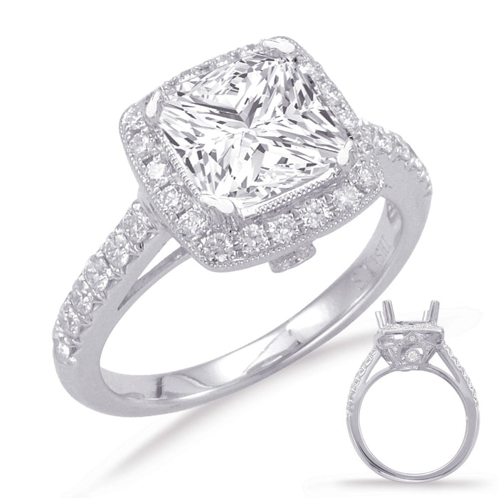 White Gold Halo Engagement Ring - EN7739-8.0MWG