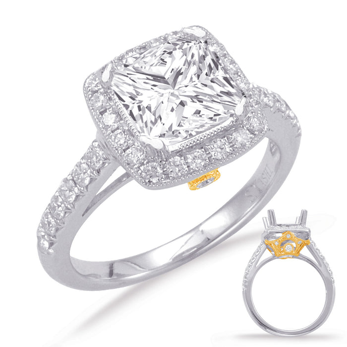 Yellow & White Gold Halo Engagement Ring - EN7739-8.0MYW