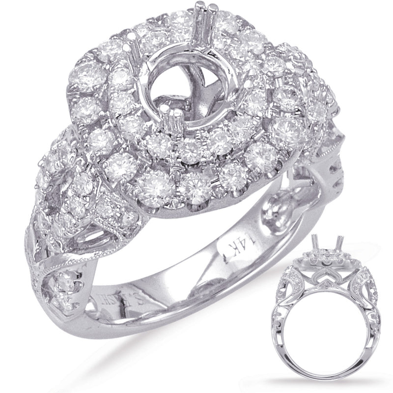 White Gold Halo Engagement Ring - EN7740-1WG