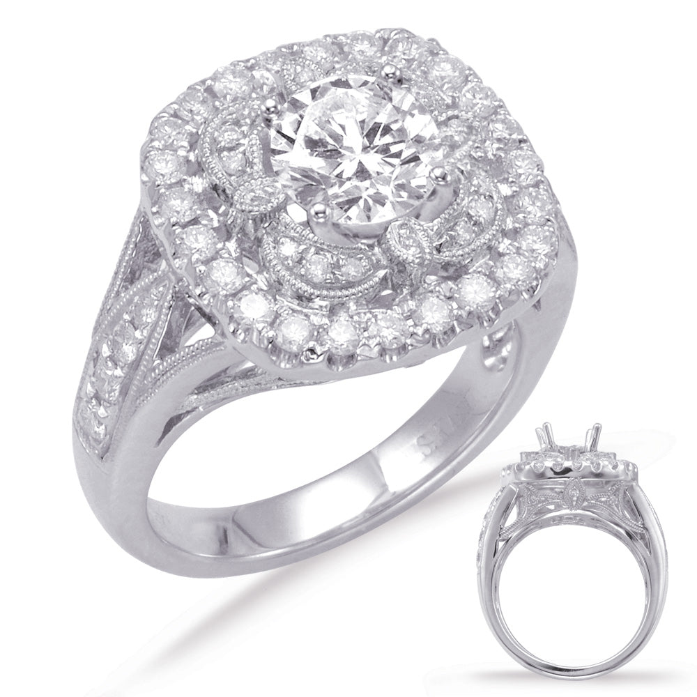 White Gold Halo Engagement Ring - EN7741-1WG