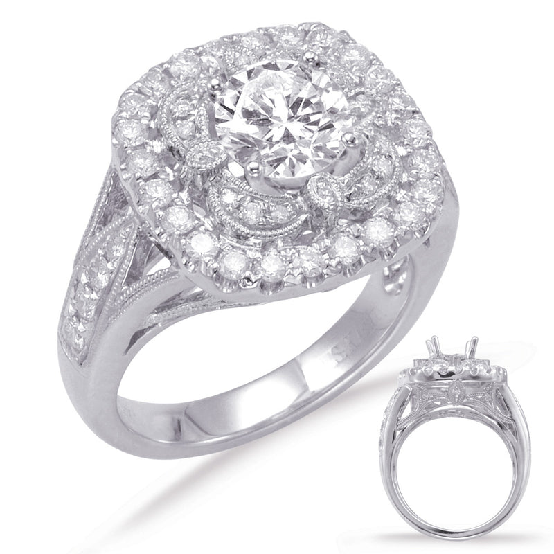 White Gold Halo Engagement Ring - EN7741-1WG