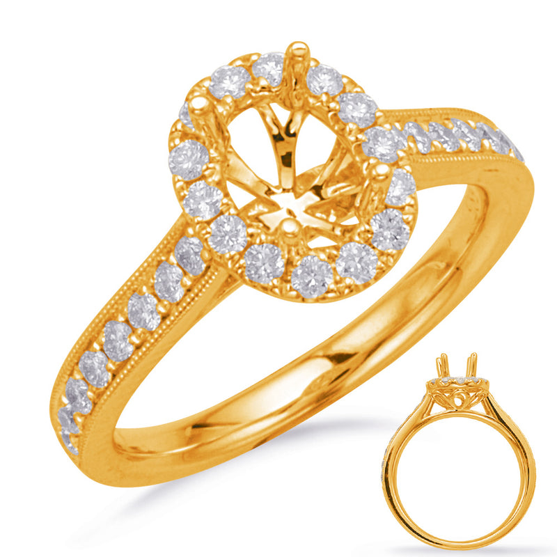 Yellow Gold Halo Engagement Ring - EN7745-7X5OVYG