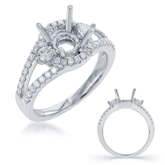 White Gold Halo Engagement Ring - EN7746-1WG