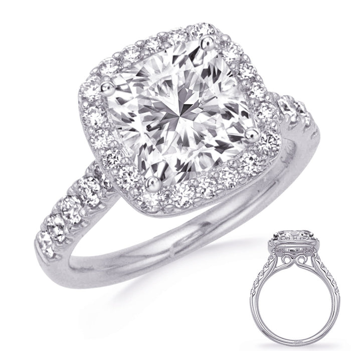 White Gold Halo Engagement Ring - EN7748-15WG