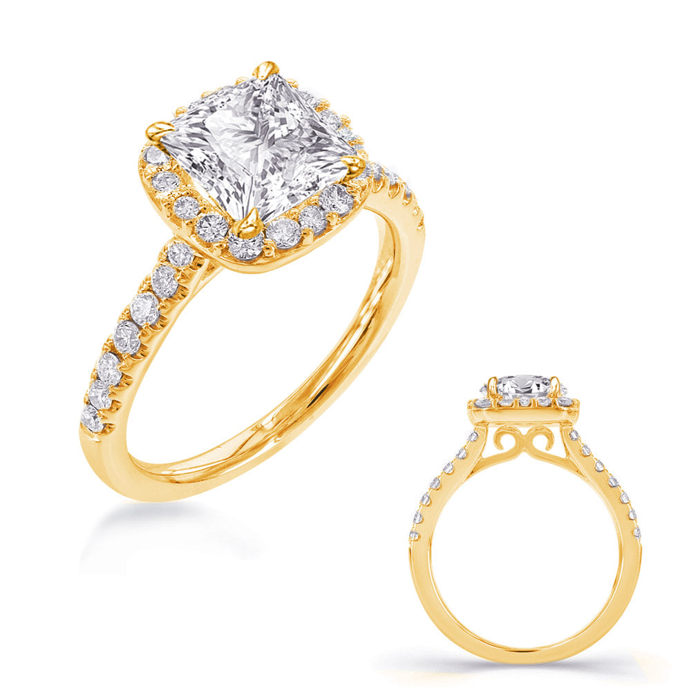 Yellow Gold Halo Engagement Ring - EN7748-15YG