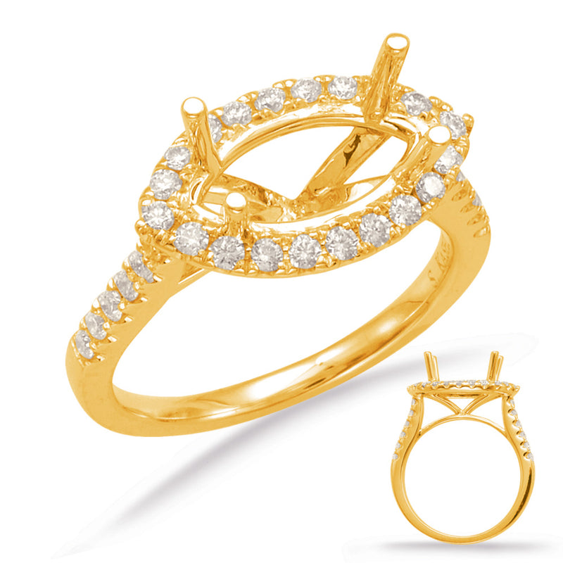 Yellow Gold Halo Engagement Ring - EN7780-10X5MYG