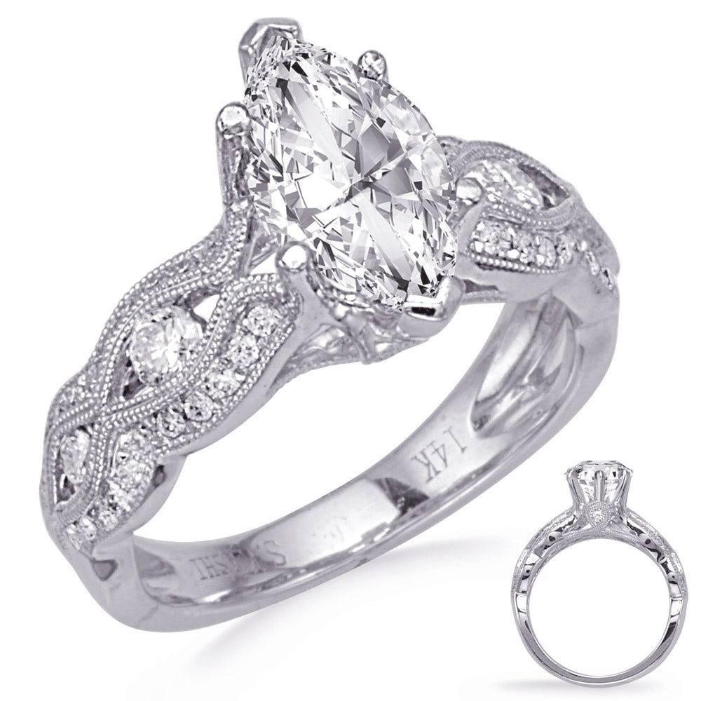 White Gold Engagement Ring - EN7790-12X6MWG