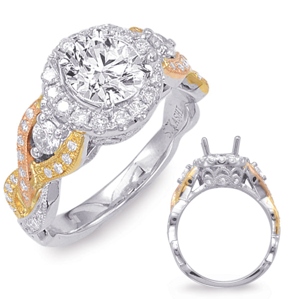 Tri Color Halo Engagement Ring - EN7793-1RYW