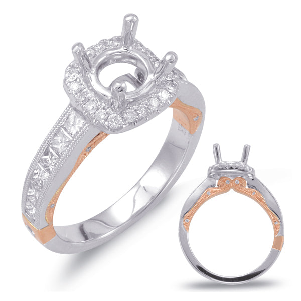 White & Rose Gold Halo Engagement Ring - EN7803-1RW