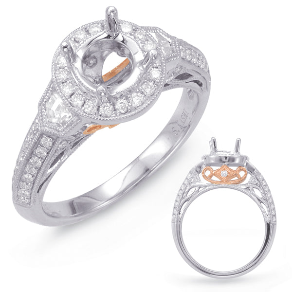 White & Rose Gold Halo Engagement Ring - EN7810-75RW