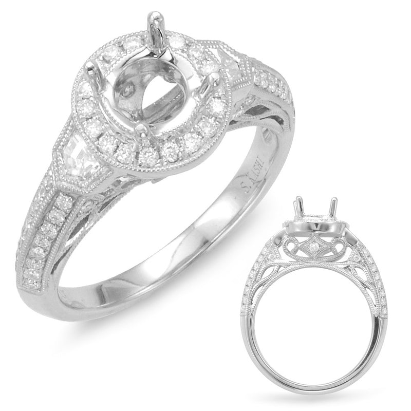 White Gold Halo Engagement Ring - EN7810-75WG