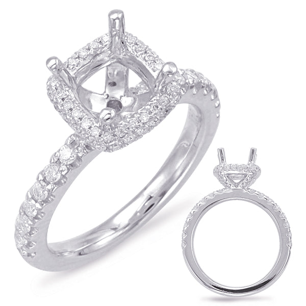 White Gold Halo Engagement Ring - EN7821-15WG