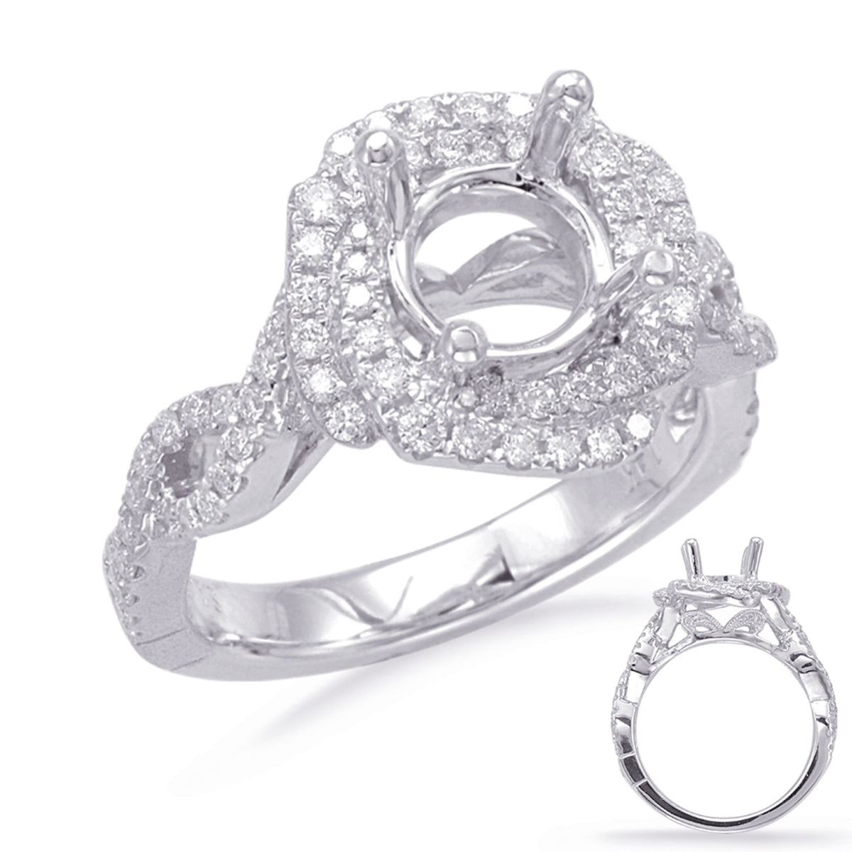 White Gold Halo Engagement Ring - EN7822-1WG