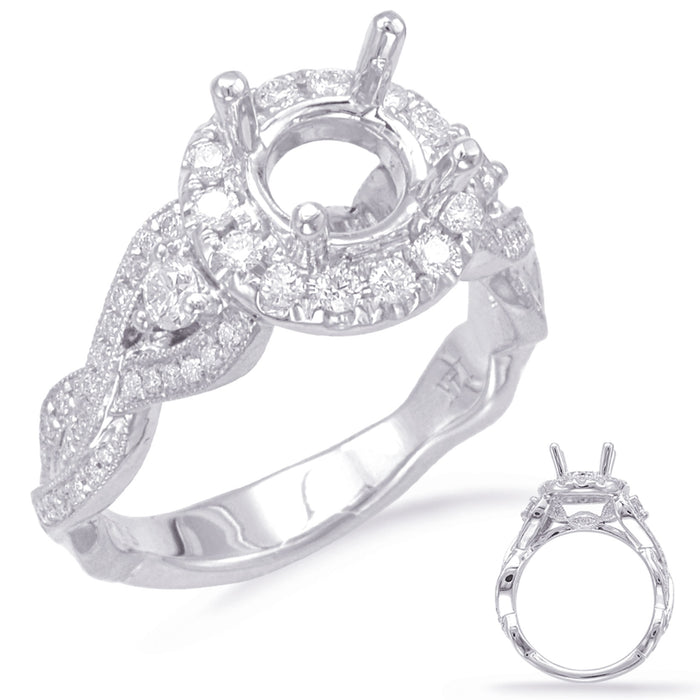 White Gold Halo Engagement Ring - EN7824-1WG