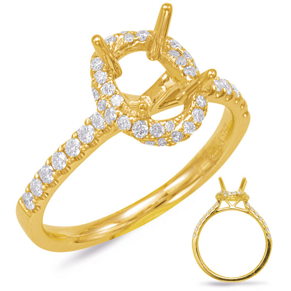 Yellow Gold Halo Engagement Ring - EN7833-6X4MYG