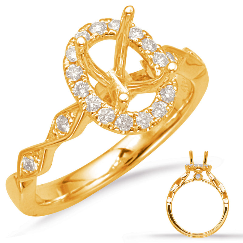 Yellow Gold Halo Engagement Ring - EN7835-6X4MYG