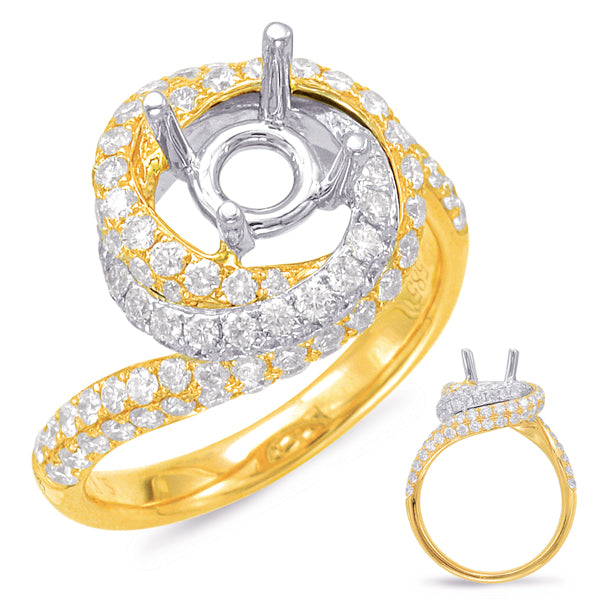 Yellow & White Gold Halo Engagement Ring - EN7836-1YW