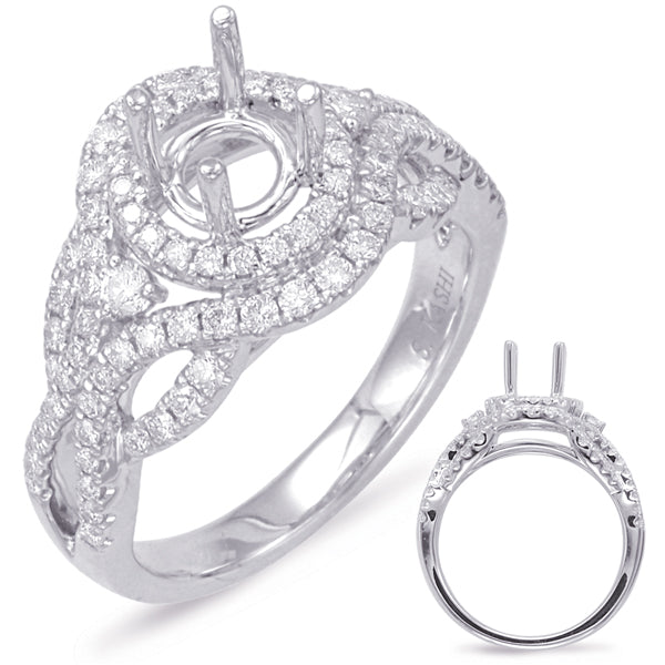 White Gold Halo Engagement Ring - EN7840-1WG