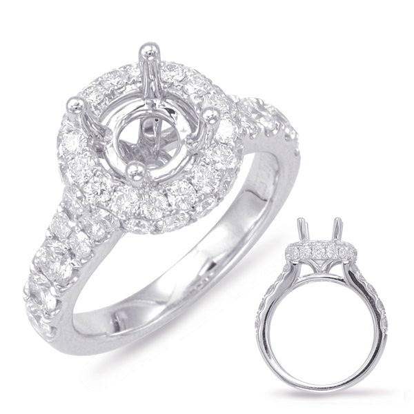 White Gold Halo Engagement Ring - EN7844-15WG