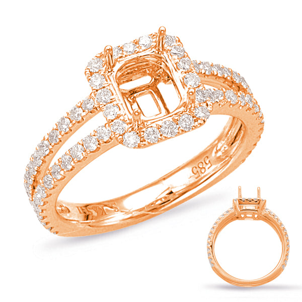 Rose Gold Halo Engagement Ring - EN7846-6X5MRG