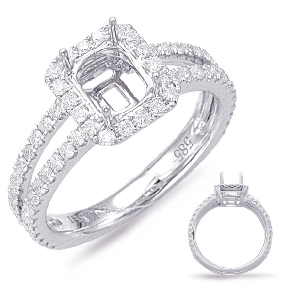 White Gold Halo Engagement Ring - EN7846-6X5MWG