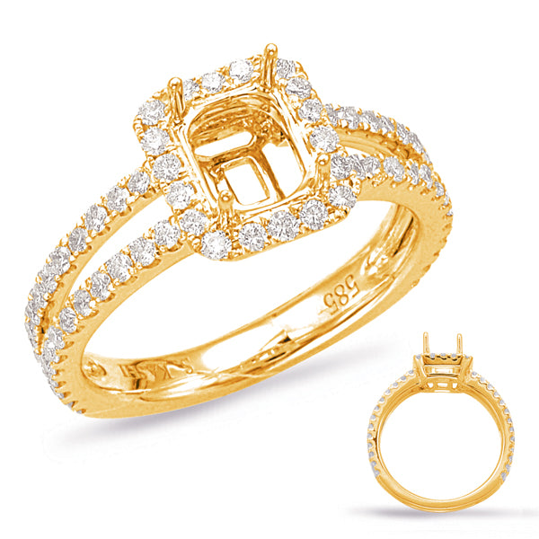 Yellow Gold Halo Engagement Ring - EN7846-6X5MYG