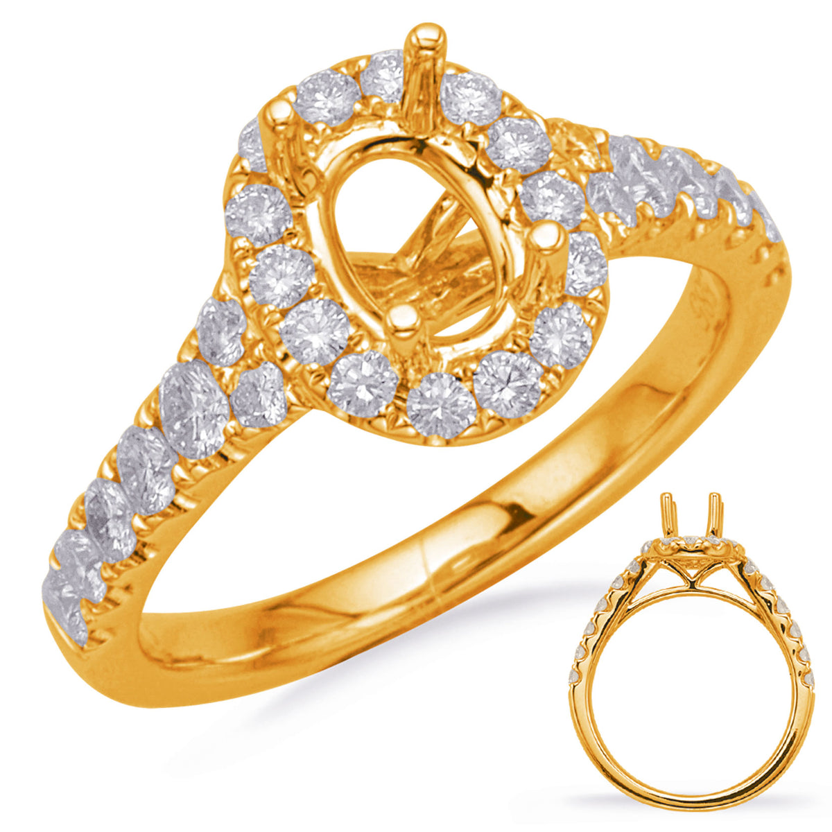 Yellow Gold Halo Engagement Ring - EN7847-7X5MYG