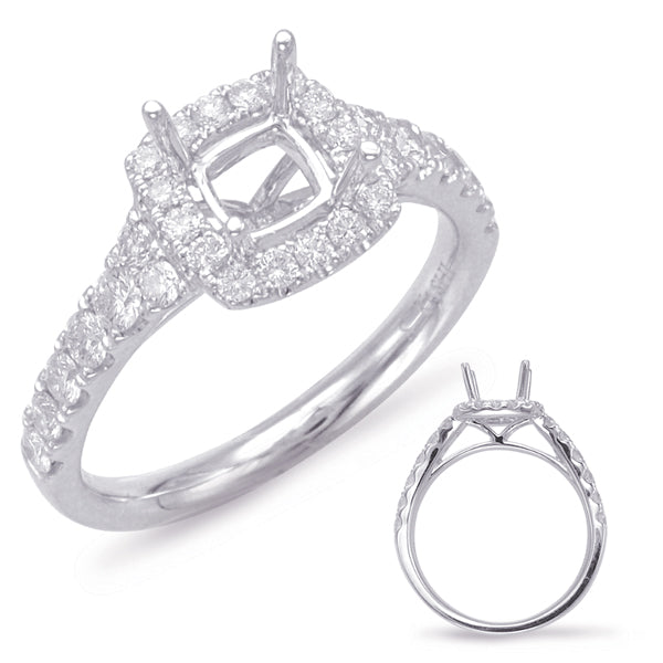 White Gold Halo Engagement Ring - EN7848-1WG