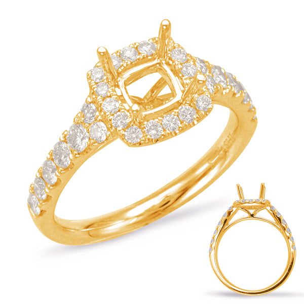 Yellow Gold Halo Engagement Ring - EN7848-1YG